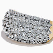 The D'Oro 14K Yellow Gold Diamond Wide Band Ring features multiple rows of sparkling diamonds set closely together in luminous 14K yellow gold, beautifully showcased against a crisp white background.