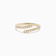 14K Yellow Gold Diamond Pavé Bypass Ring