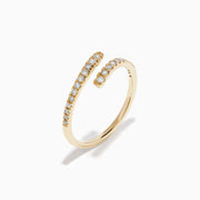 14K Yellow Gold Diamond Pavé Bypass Ring
