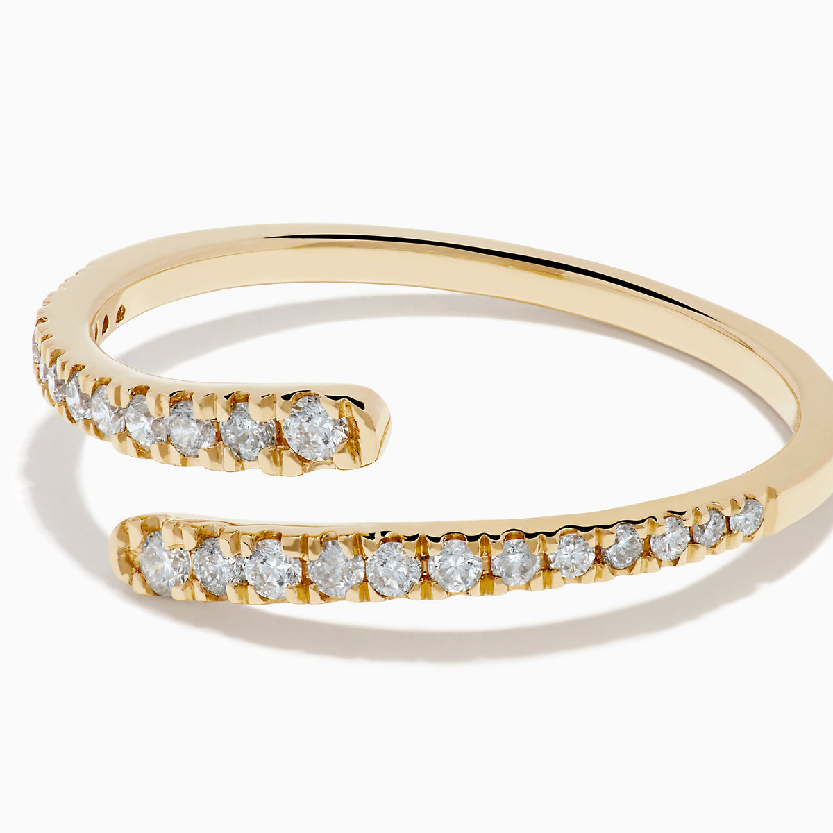 14K Yellow Gold Diamond Pavé Bypass Ring