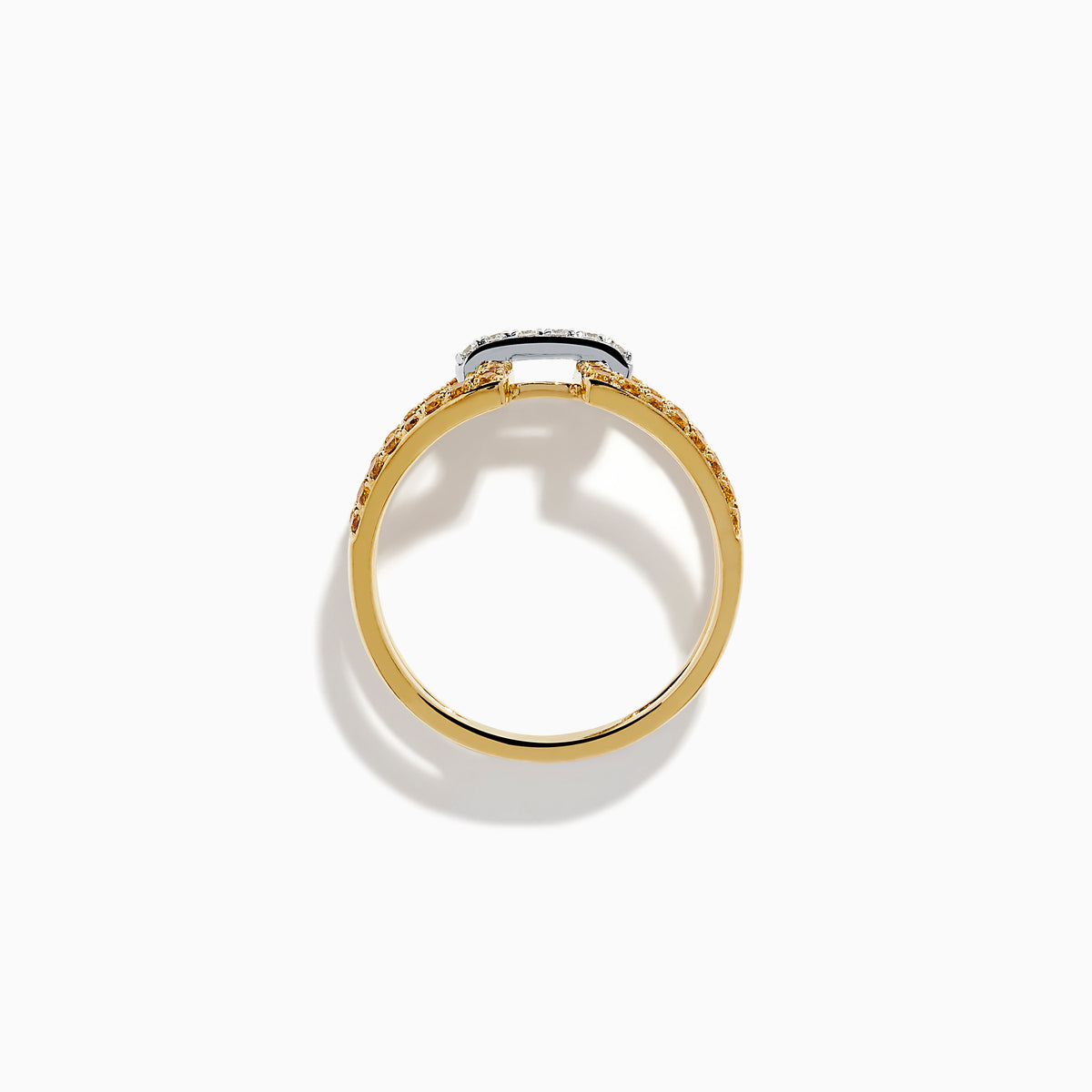 14K Two-Tone Gold Yellow and White Diamond Open Geometric Ring