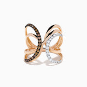 14K Rose Gold Espresso and White Diamond Open Butterfly Ring