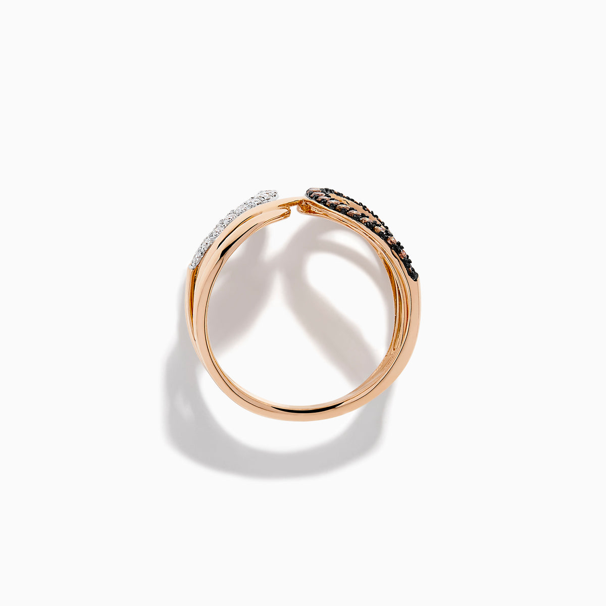 14K Rose Gold Espresso and White Diamond Open Butterfly Ring