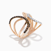 14K Rose Gold Espresso and White Diamond Open Butterfly Ring