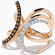 14K Rose Gold Espresso and White Diamond Open Butterfly Ring