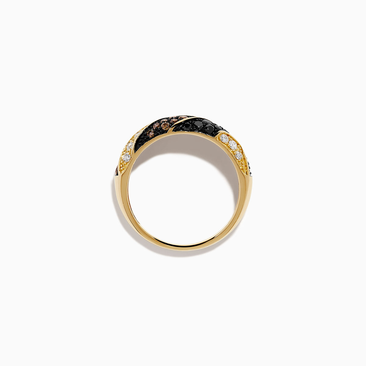 14K Yellow Gold Espresso, Black and White Diamond Chevron Pavé Ring
