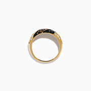 14K Yellow Gold Espresso, Black and White Diamond Chevron Pavé Ring