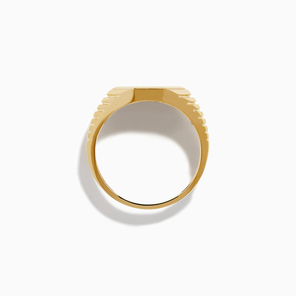 The Men's 14K Yellow Gold Onyx Octagon Ring features a black octagonal onyx face set in yellow gold, shown against a plain white background.