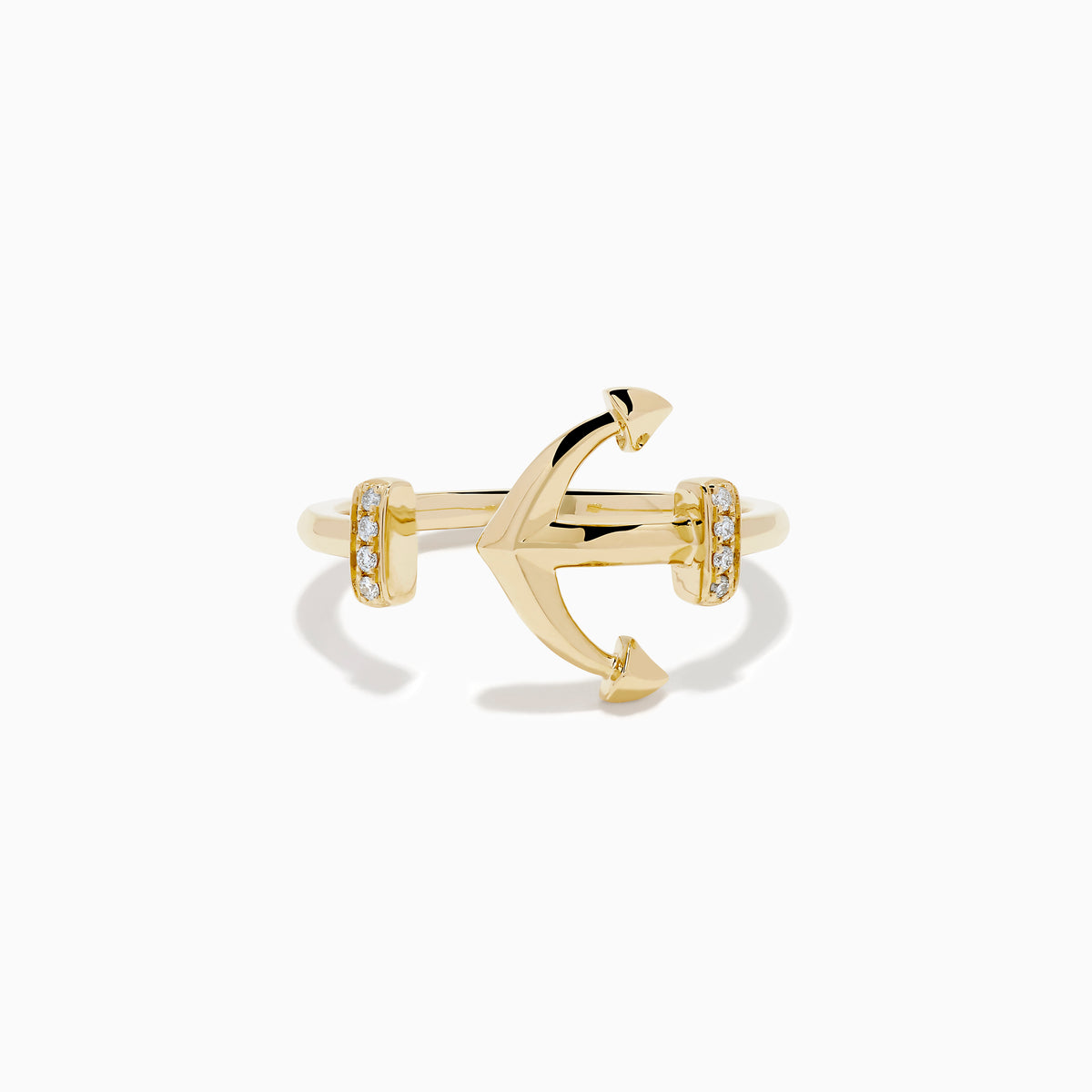 14K Yellow Gold Diamond Open Anchor Ring