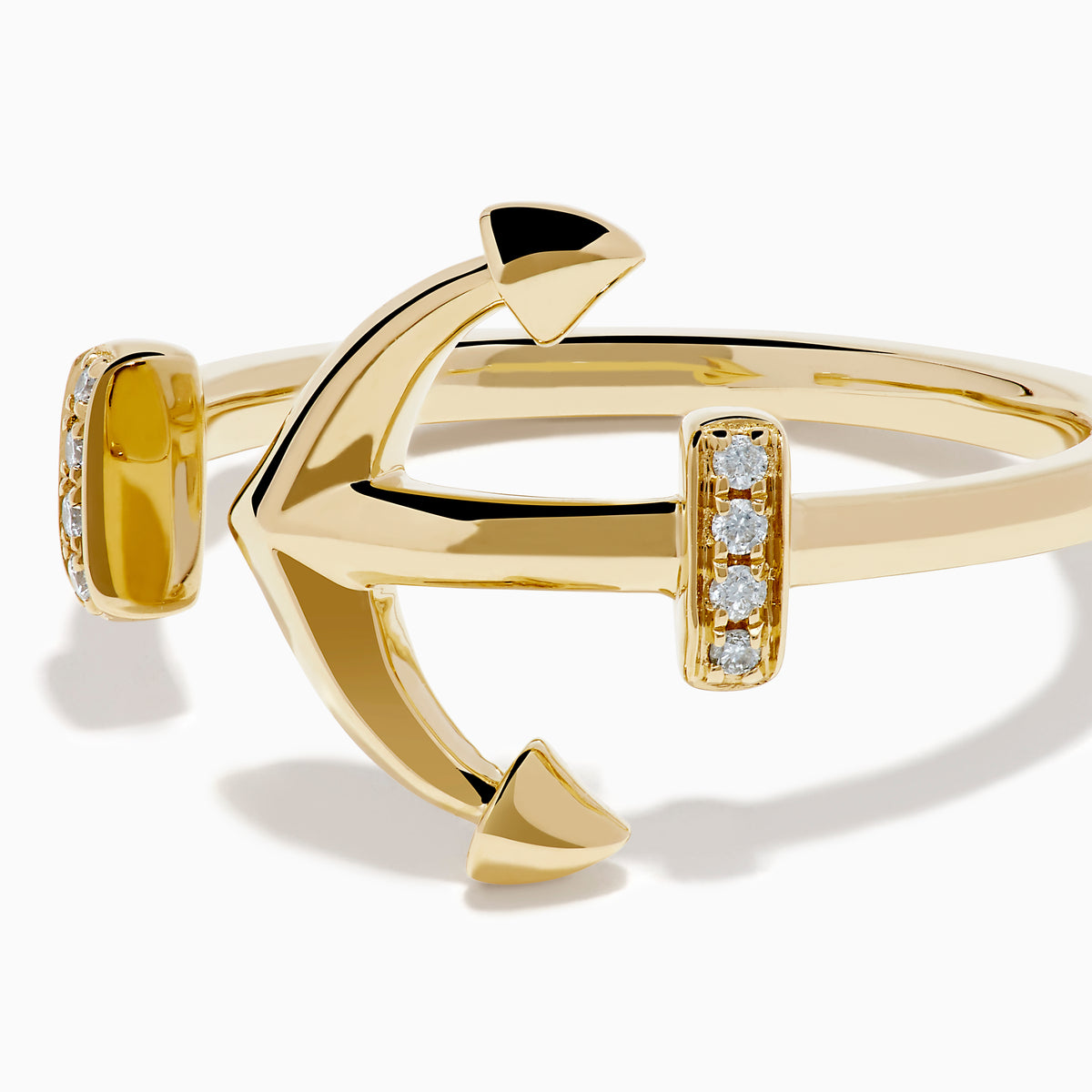 14K Yellow Gold Diamond Open Anchor Ring