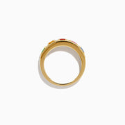 The Watercolors 14K Yellow Gold Multi Sapphire and Diamond Band features green, yellow, red, pink, and blue sapphires with sparkling white diamonds along the band, shown against a white background.