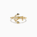 The 14K Yellow Gold Diamond East West Anchor Ring features sparkling diamonds in an east-west setting, crafted in yellow gold and showcased on a plain white background.