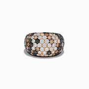 The 14K Rose Gold Black, White and Espresso Wide Dome Ring features a vibrant array of colored stones, adding bold charm to any outfit.
