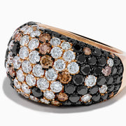 The 14K Rose Gold Black, White and Espresso Wide Dome Ring features a vibrant array of colored stones, adding bold charm to any outfit.