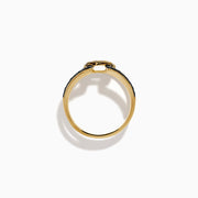 14K Yellow Gold Black and White Diamond Open Geometric Ring