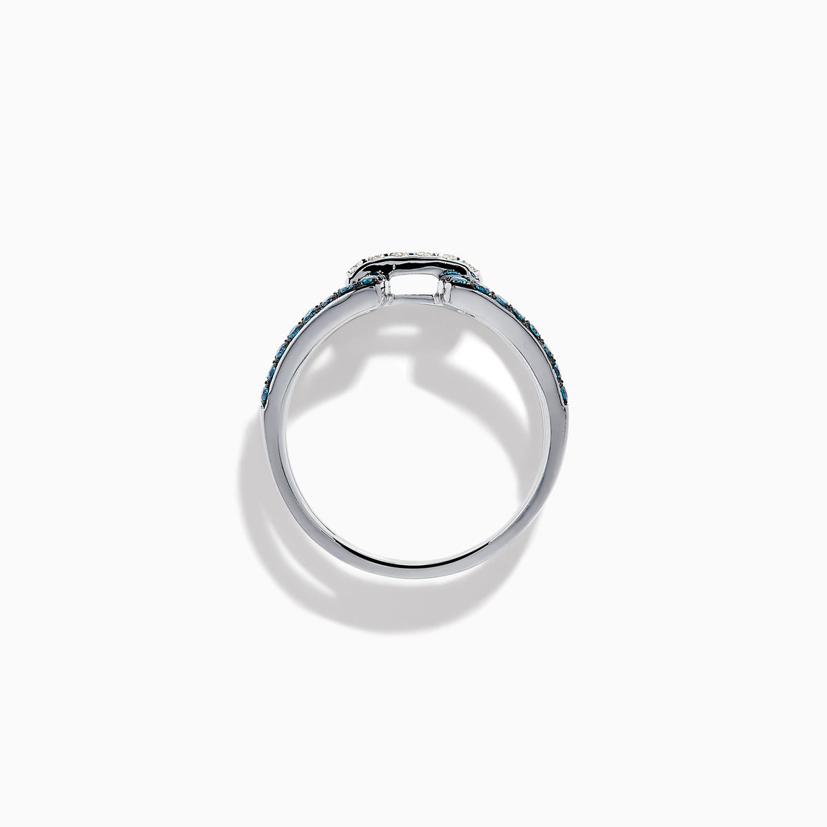 14K White Gold Blue and White Diamond Open Geometric Ring