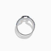 14K White Gold Blue and White Diamond Open Geometric Ring