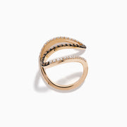 14K Rose Gold Espresso and White Diamond Pave Wave Ring