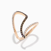 14K Rose Gold Espresso and White Diamond Pave Wave Ring