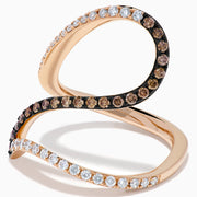 14K Rose Gold Espresso and White Diamond Pave Wave Ring