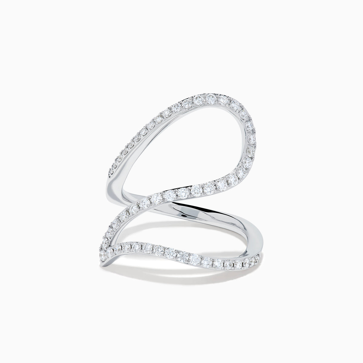 14K White Gold Diamond Pave Wave Ring