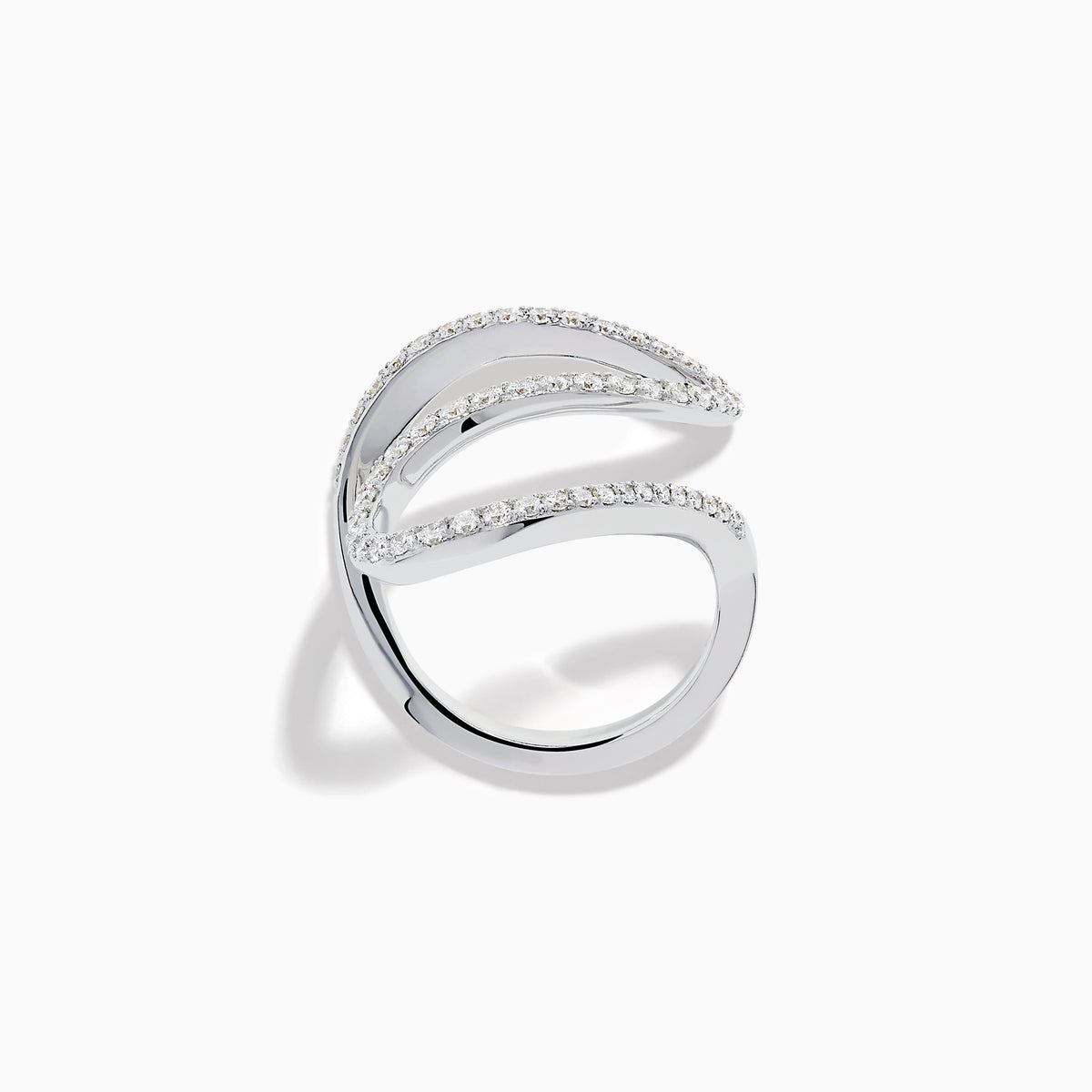 14K White Gold Diamond Pave Wave Ring