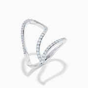 14K White Gold Diamond Pave Wave Ring