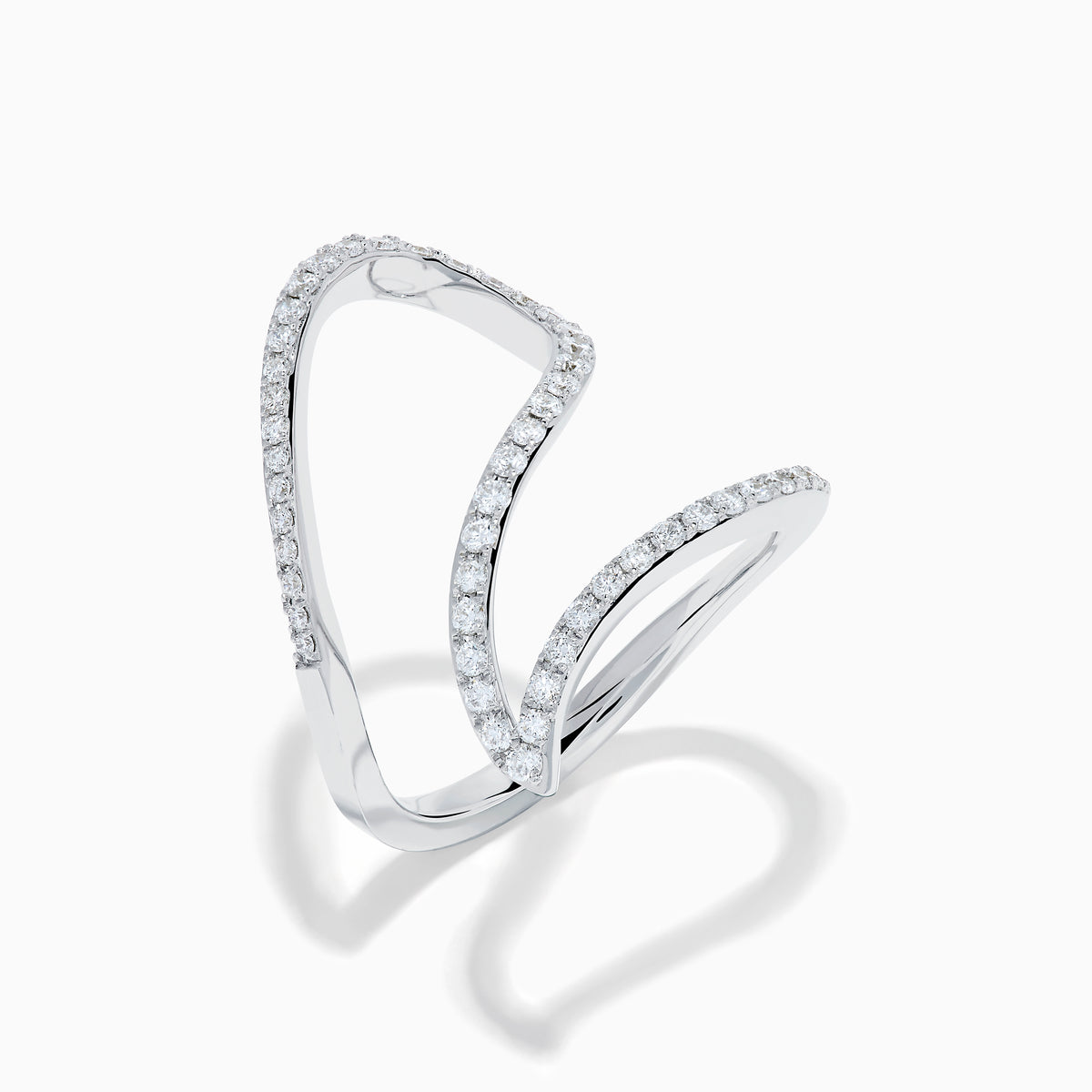 14K White Gold Diamond Pave Wave Ring