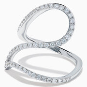 14K White Gold Diamond Pave Wave Ring