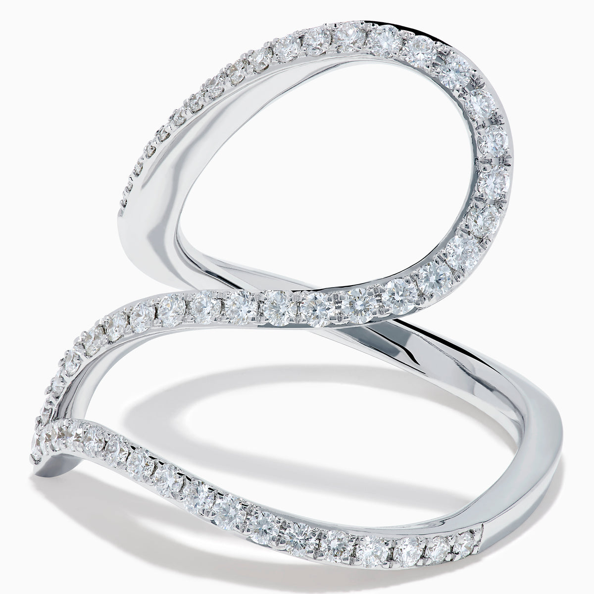 14K White Gold Diamond Pave Wave Ring