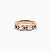 14K Rose Gold Espresso and White Diamond Openwork Ring