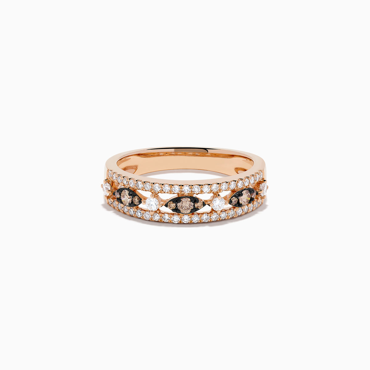 14K Rose Gold Espresso and White Diamond Openwork Ring