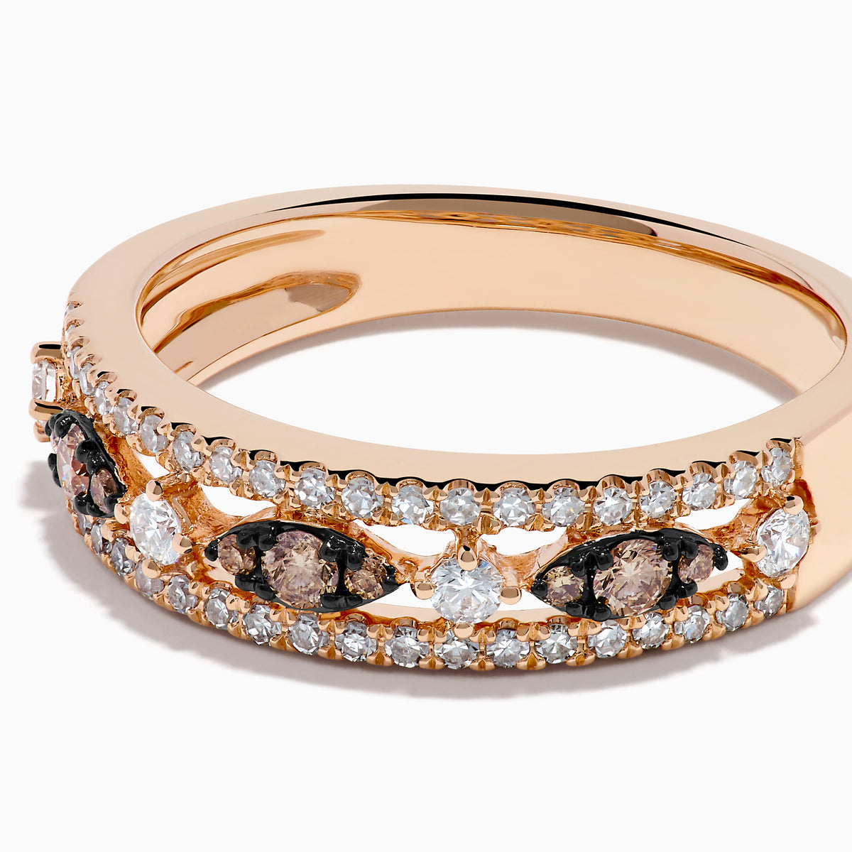 14K Rose Gold Espresso and White Diamond Openwork Ring