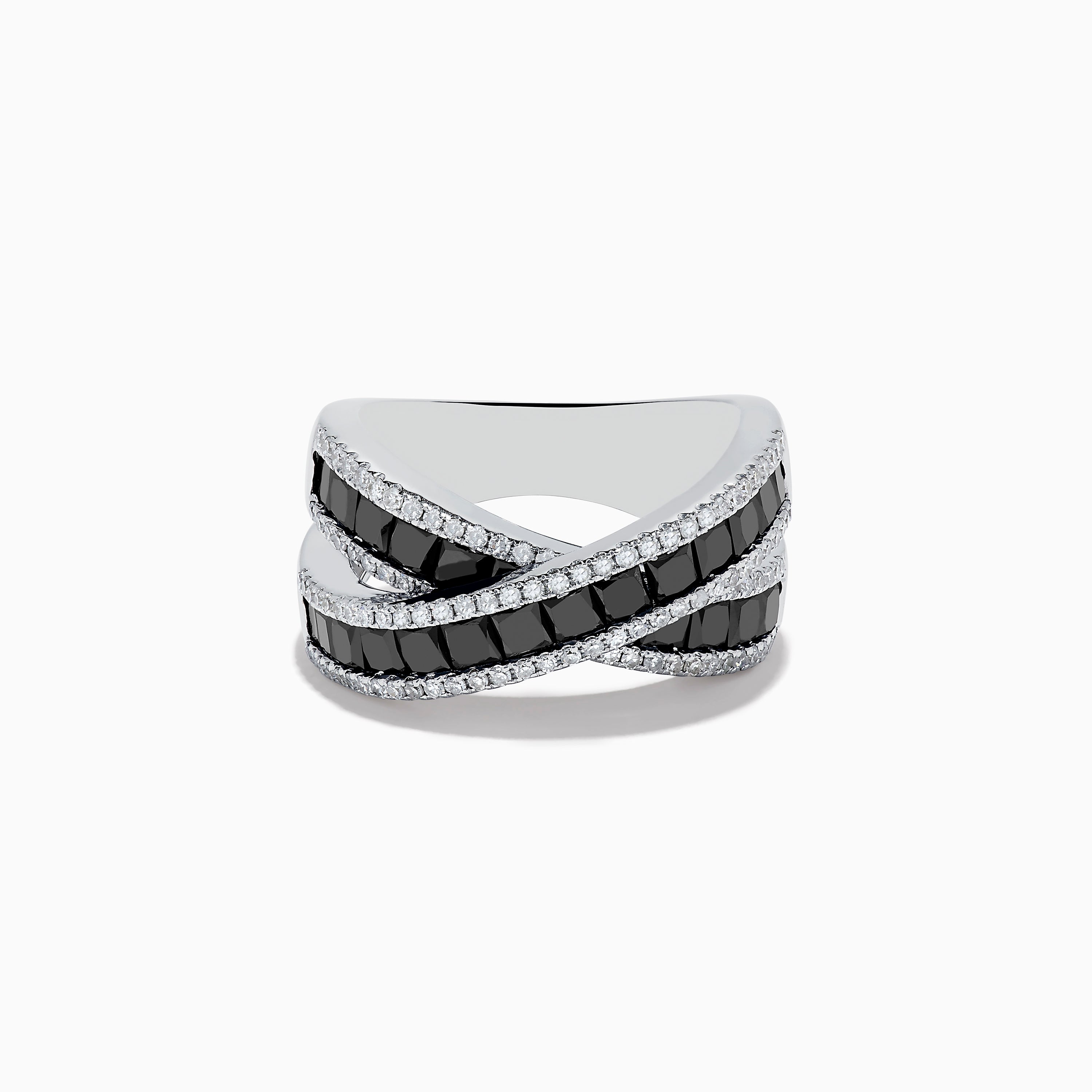 Black and White Diamond Pave Crossover Dress Ring main image 1