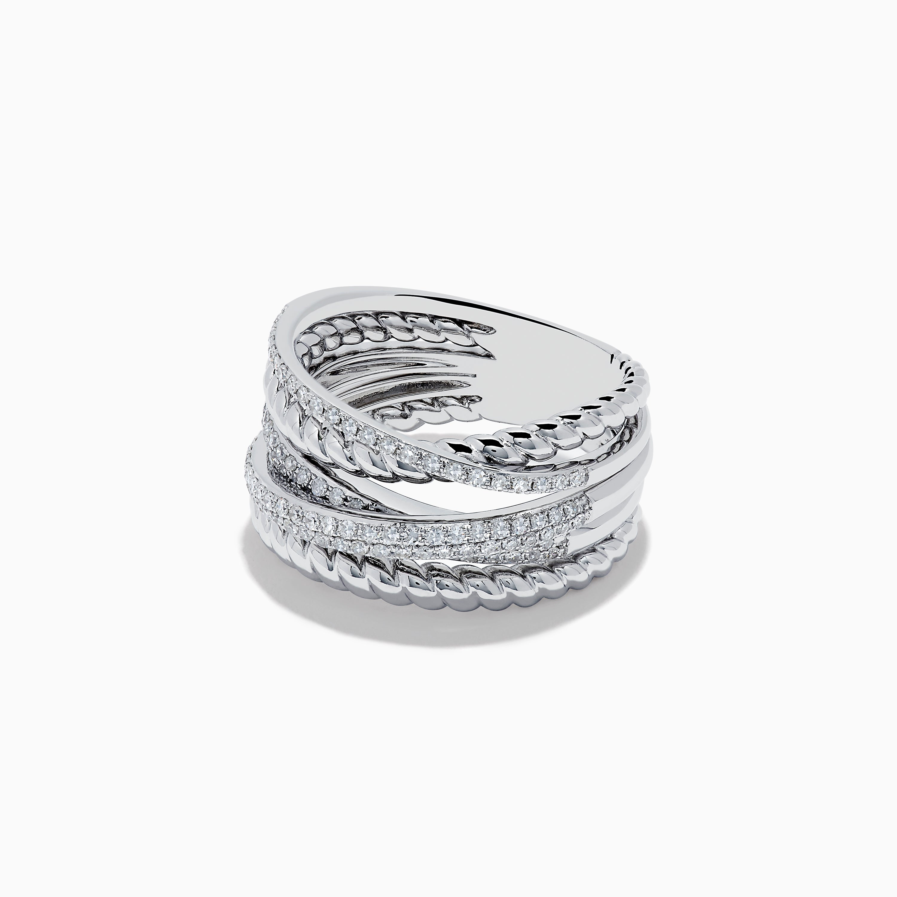 Effy 14K White Gold Diamond Crossover Ring