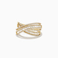 The DOro 14K Yellow Gold Diamond Criss Cross Ring features multiple bands embellished with sparkling white diamonds for an elegant, intricate look.