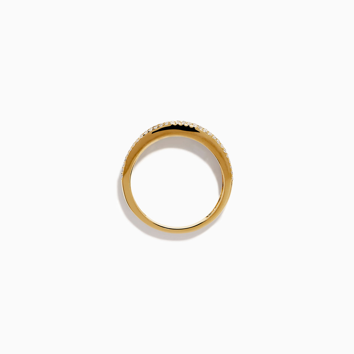 The Watercolors 14K Yellow Gold Multi Sapphire and Diamond Stacking Band showcases a row of rainbow-hued, square-cut sapphires flanked by sparkling white diamonds along the edges, set against a white background.