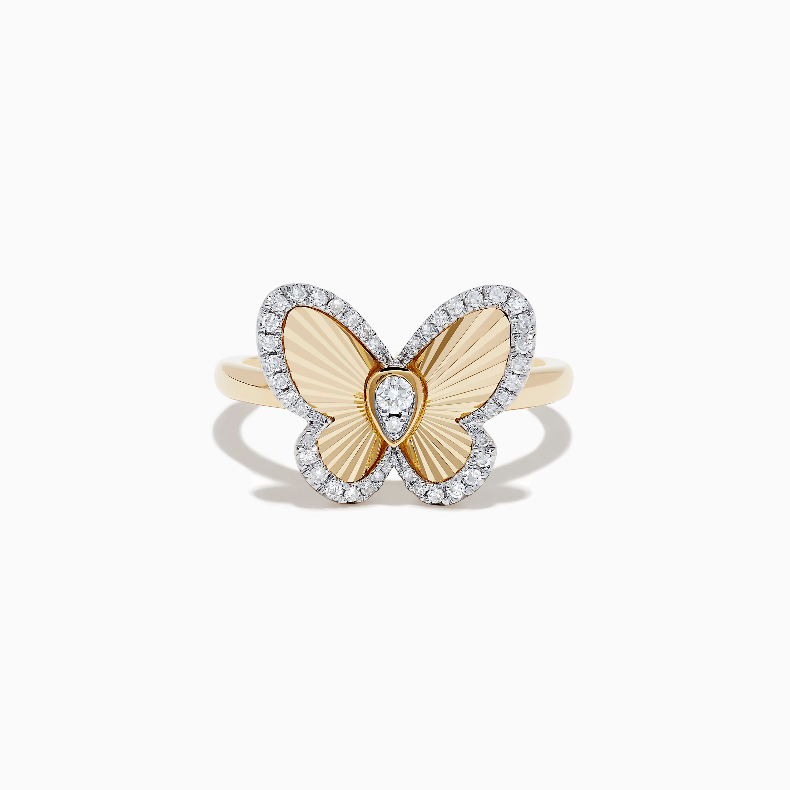 Effy Safari 14K Yellow Gold Diamond Butterfly Ring