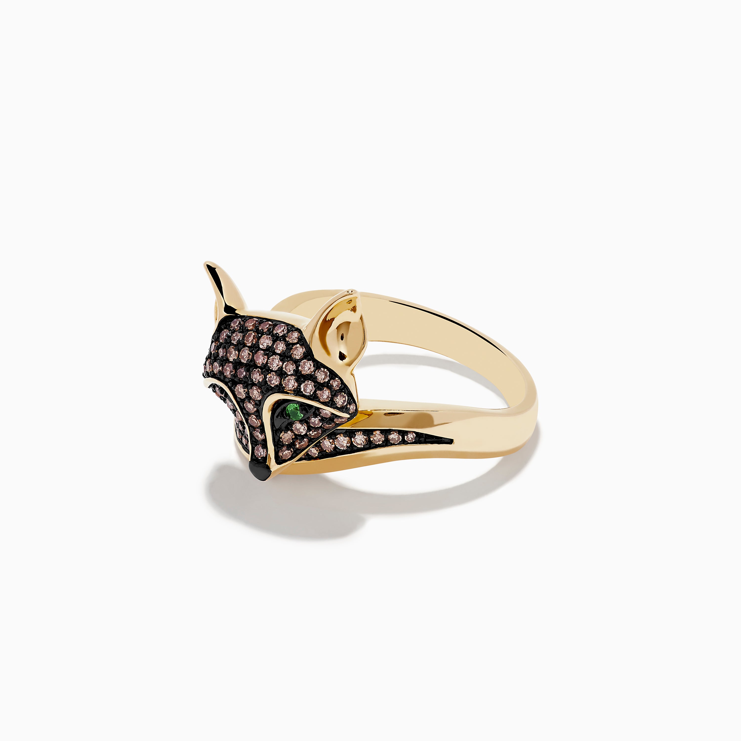 Effy Crocodile Ring Safari 14K Yellow Gold Brown Diamond And