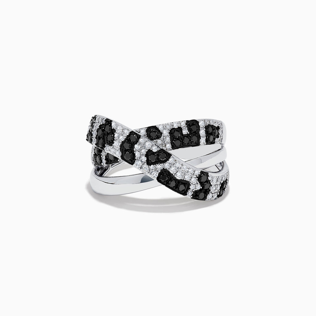 Effy Signature 14K White Gold Black and White Diamond Crossover Ring