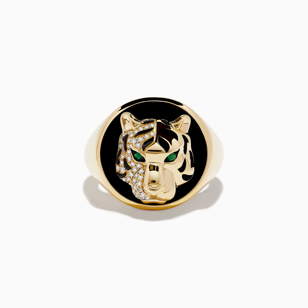 Effy Men's 14K Yellow Gold Emerald, Onyx and Diamond Panther Ring