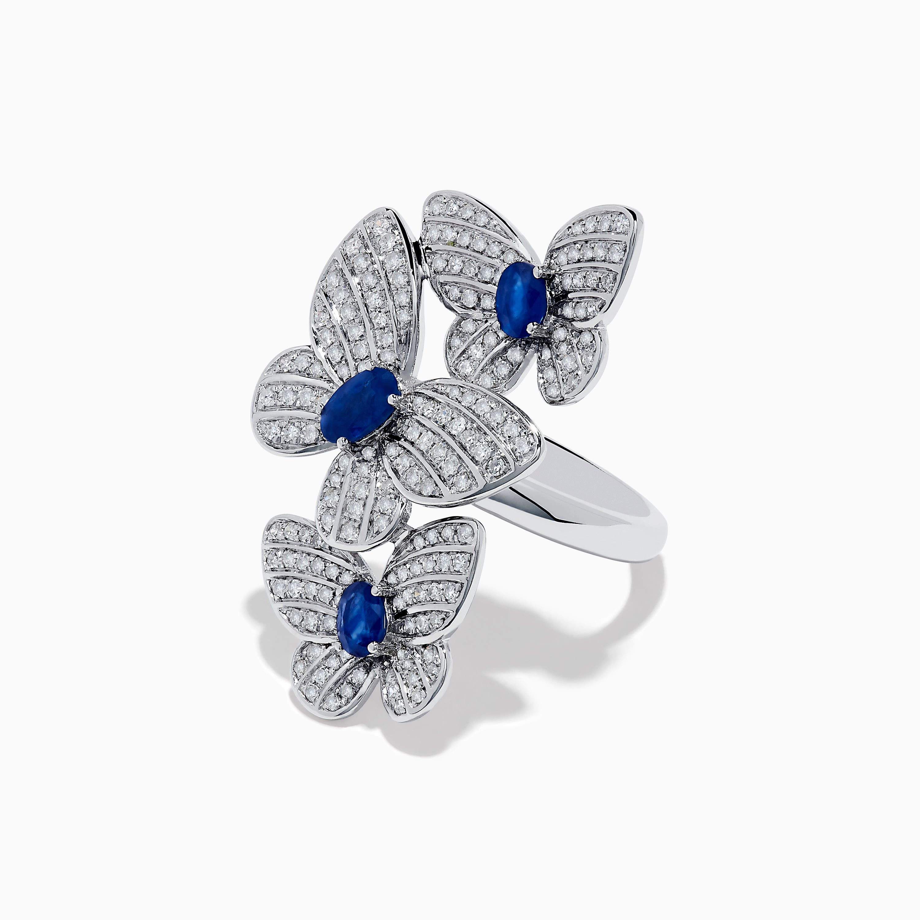 Effy Nature 14K White Gold Blue Sapphire and Diamond Butterfly Ring