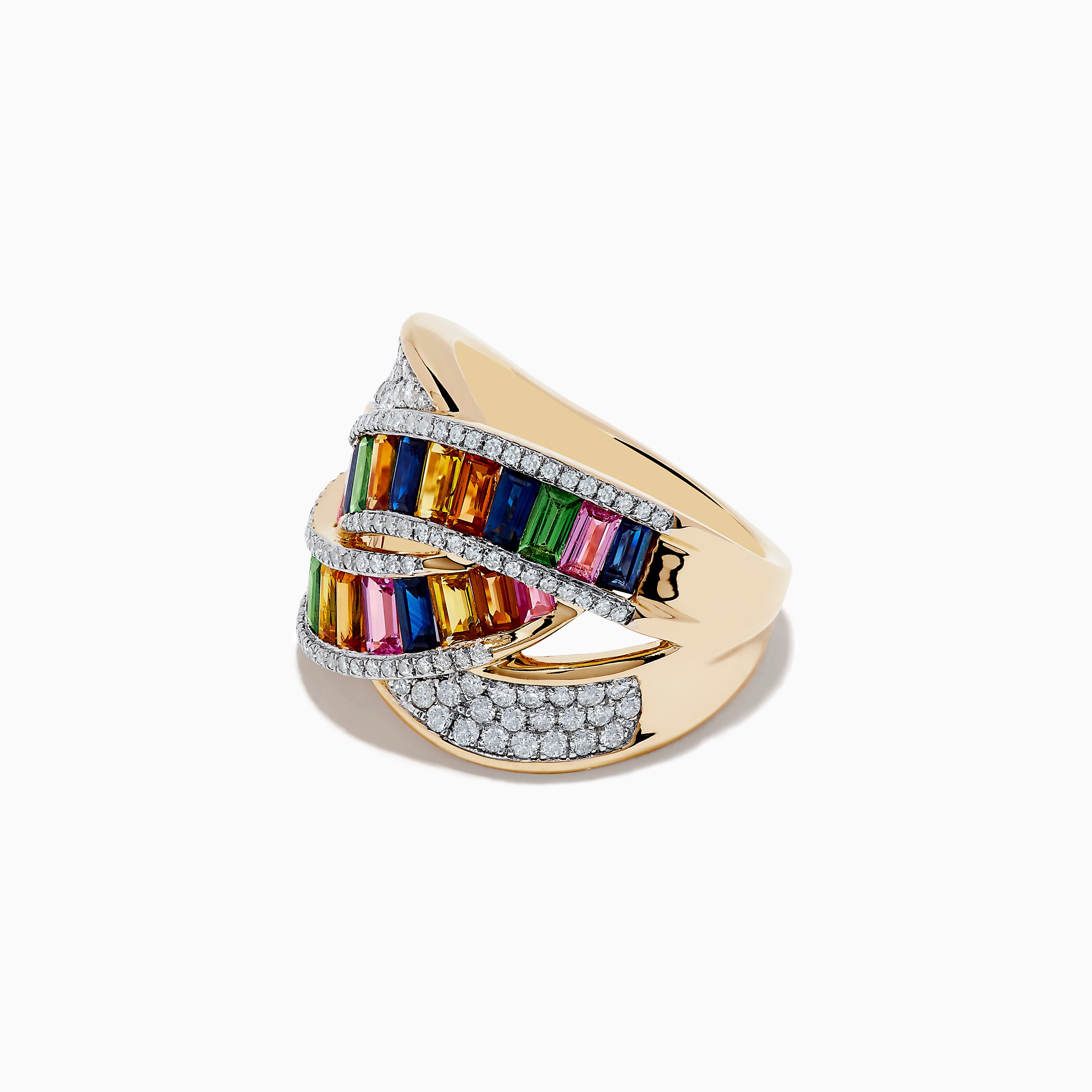 Effy Limited Edition 14K Yellow Gold Sapphire & Diamond Crossover Ring