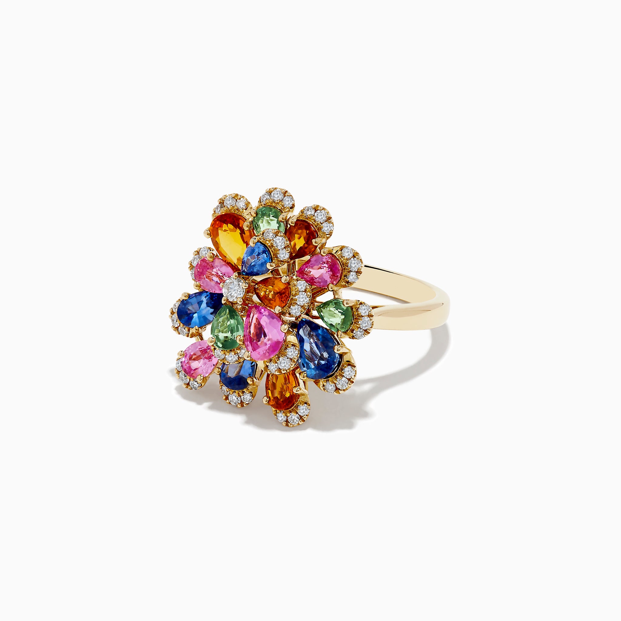 Effy Watercolors 14K Gold Multi Sapphire and Diamond Flower Ring