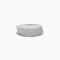 The 925 Sterling Silver Diamond Slant Ring features five rows of closely set, sparkling diamonds across the top in a wide band design, showcased on a white background for an elegant and timeless look.