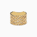 The DOro 14K Yellow Gold Diamond Basket Weave Ring features an intricate woven design with sparkling diamonds throughout, showcased on a white background.