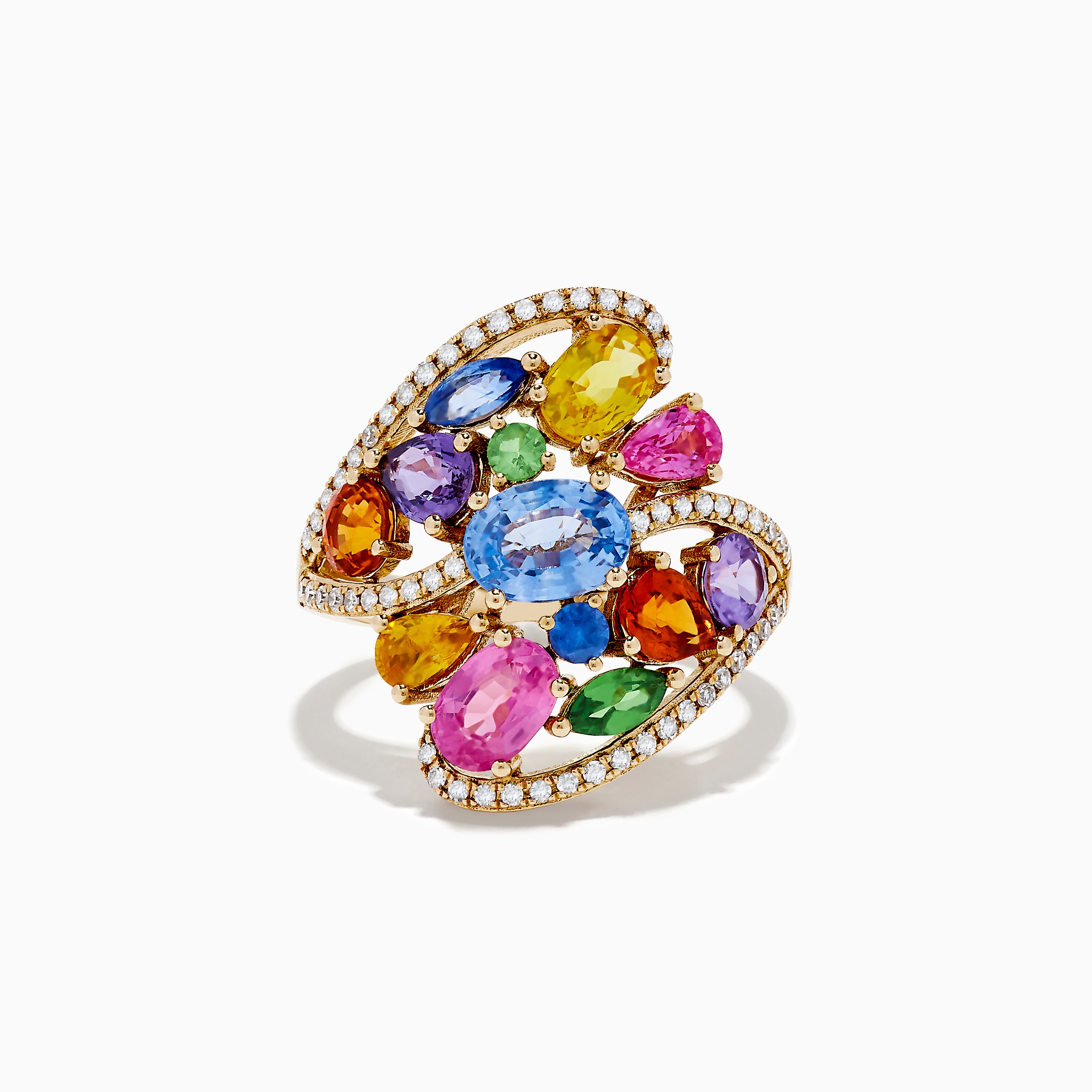 Effy Watercolors 14K Gold Multi Sapphire and Diamond Ring