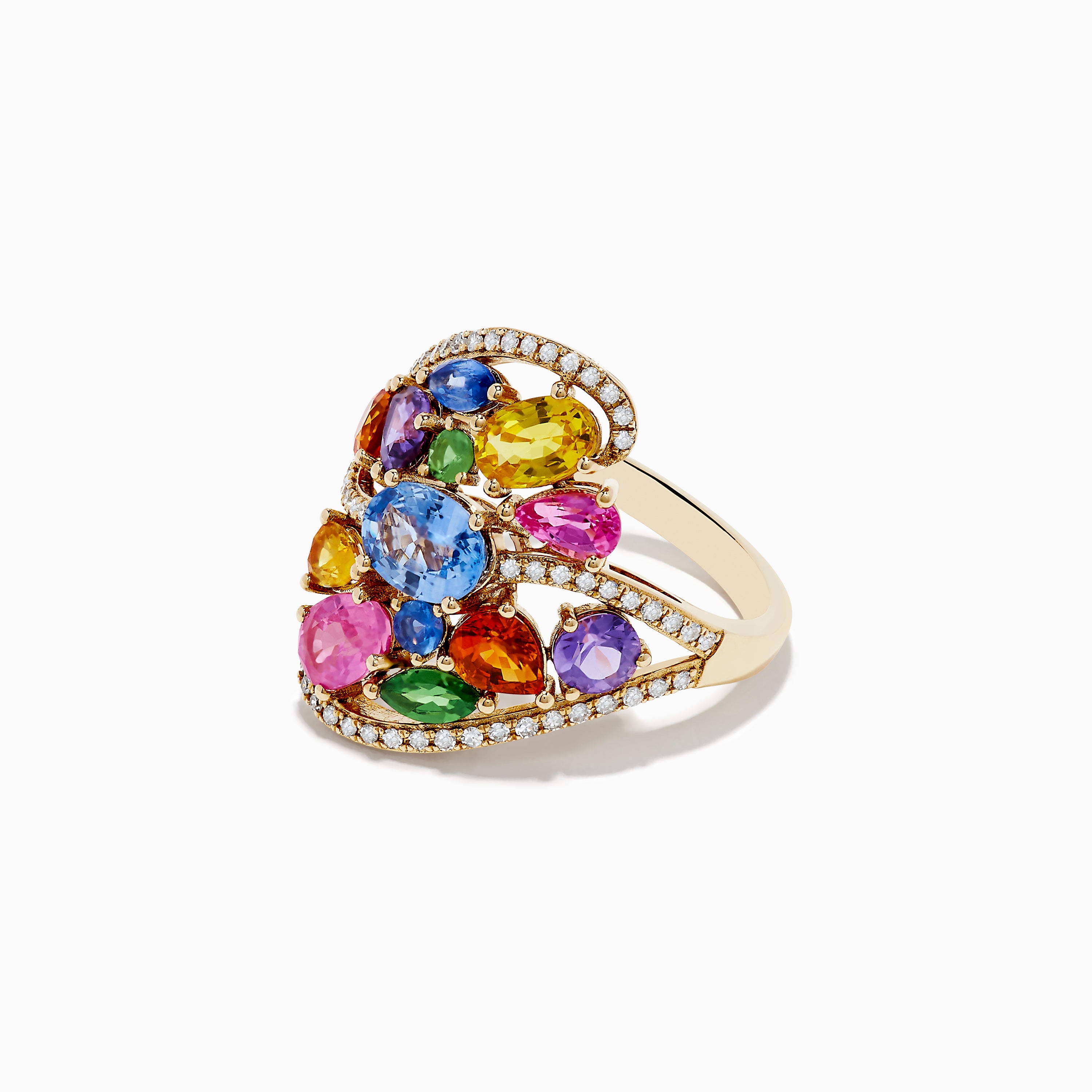 Effy Watercolors 14K Gold Multi Sapphire and Diamond Ring