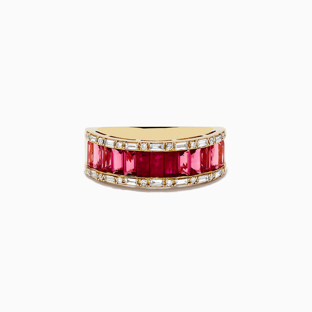 Effy 14k Yellow Gold Ruby and Pink Tourmaline Diamond Ring