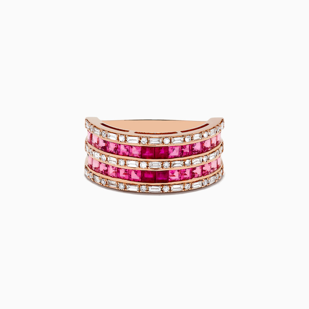 Effy 14k Rose Gold Pink Sapphire and Diamond Ring